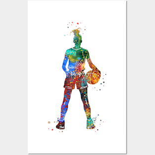 Girl Basketball Player With Ball Posters and Art